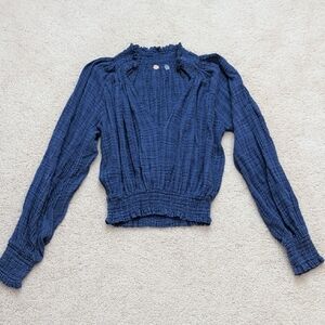 Free People Shirred Blouse Size M